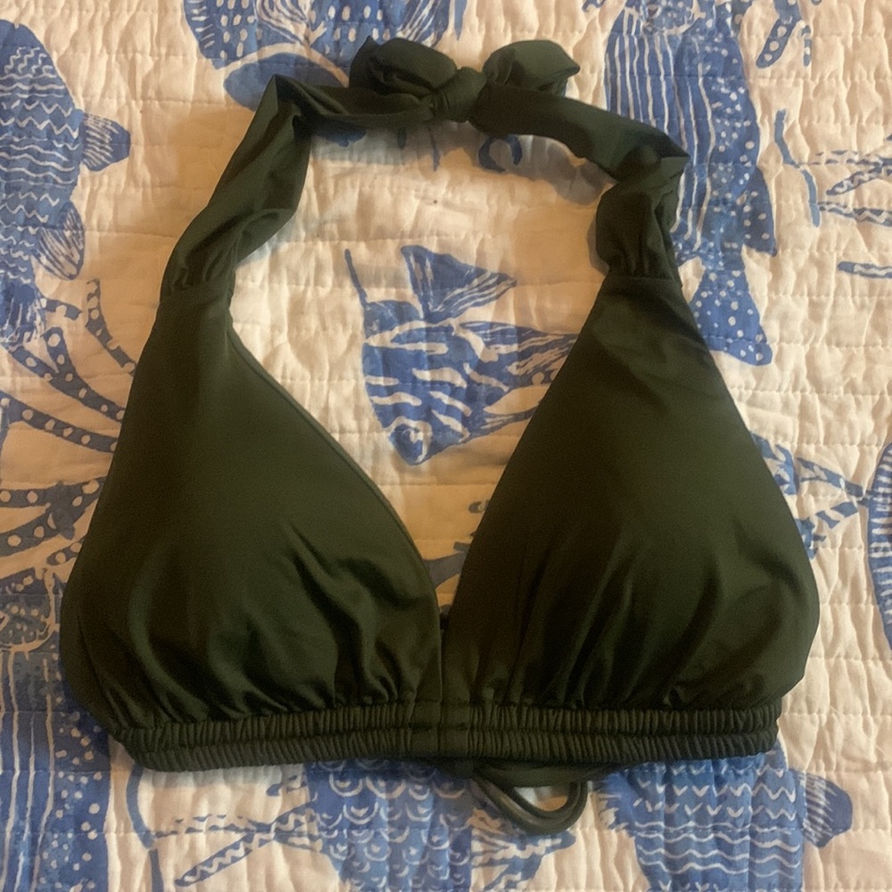 Becca by Rebecca Virtue Olive Green Code High Neck Bikini Top Size D new no tag - Picture 3 of 9